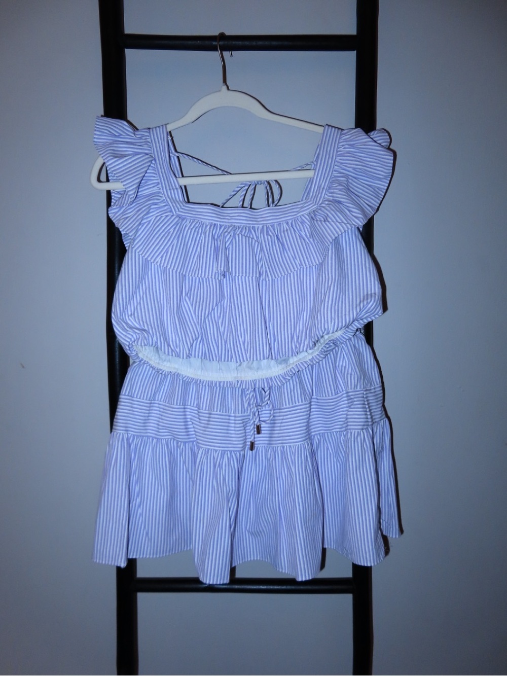 Mustard Seed Purple & White Striped Ruffle Set